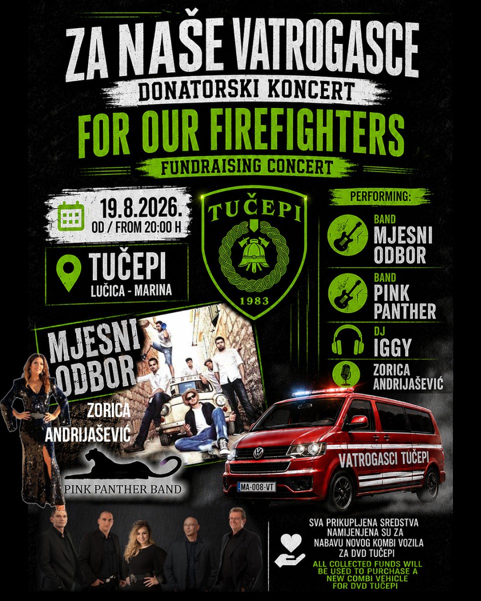 TUČEPI Večeras donatorski koncert 'Za naše vatrogasce'